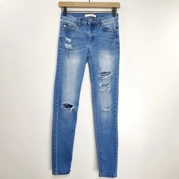 Kancan Women's Estilo Distressed Skinny Denim Blue Jeans Size 25 - Picture 2 of 7